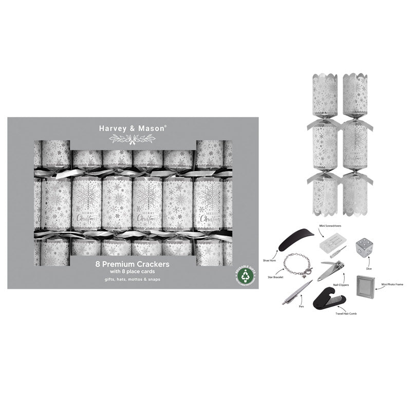 Harvey & Mason 8 Premium Silver Text Crackers
