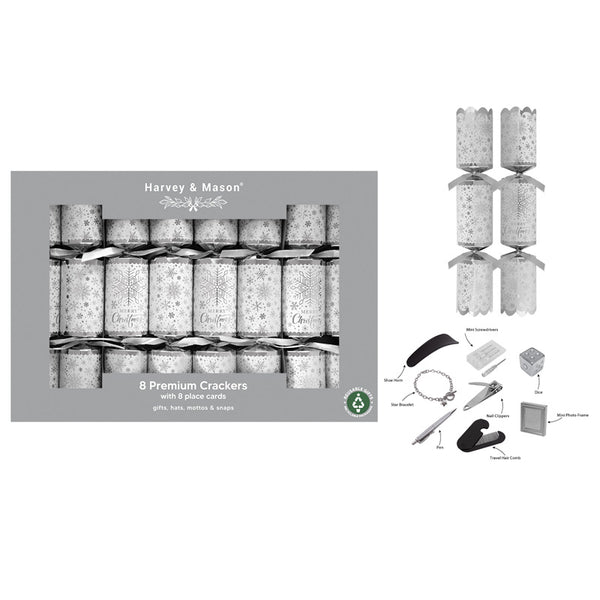 Harvey & Mason 8 Premium Silver Text Crackers