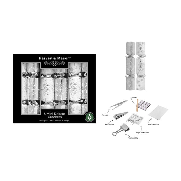Harvey & Mason 6 Mini Silver Deluxe Crackers