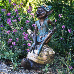 Home & Garden UK Painted Pixie on a Snail Garden Statue