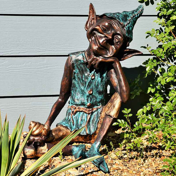 Home & Garden Painted Sitting Pixie Garden Statue