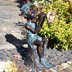 Home & Garden Painted Pixie with Flute Garden Statue
