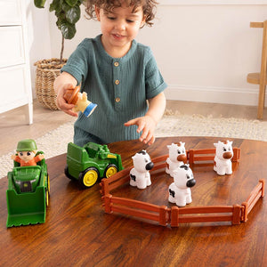 John Deere The Cows Are Out Playset Lifestyle with Boy