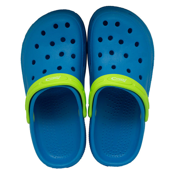 Town & Country Cool-Kids Cloggies Blue and Green Studio Image
