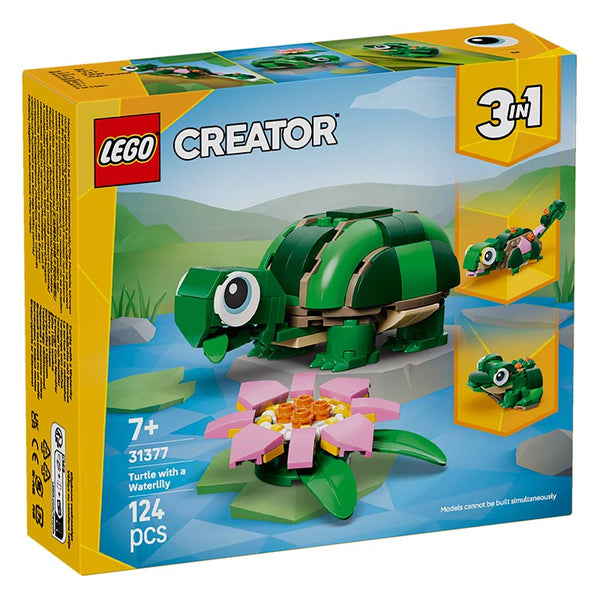 Lego Creator 3 In 1 Turtle with a Water Lily Flower 31377 Box Front View