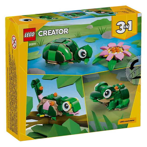 Lego Creator 3 In 1 Turtle with a Water Lily Flower 31377 Box Rear View