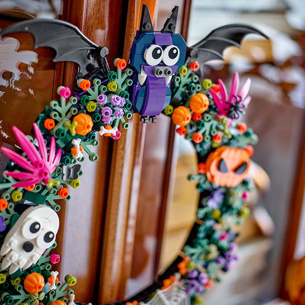 Lego Halloween Wreath 40825 Lifestyle Close Up of Wreath