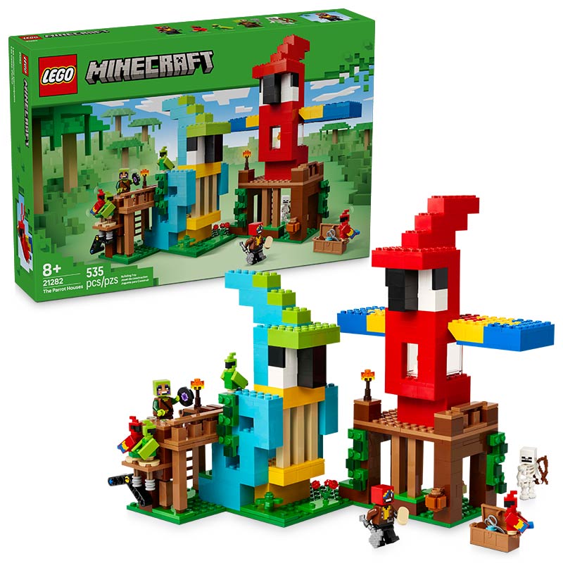 Lego Minecraft The Parrot Houses 21282 Box and Product