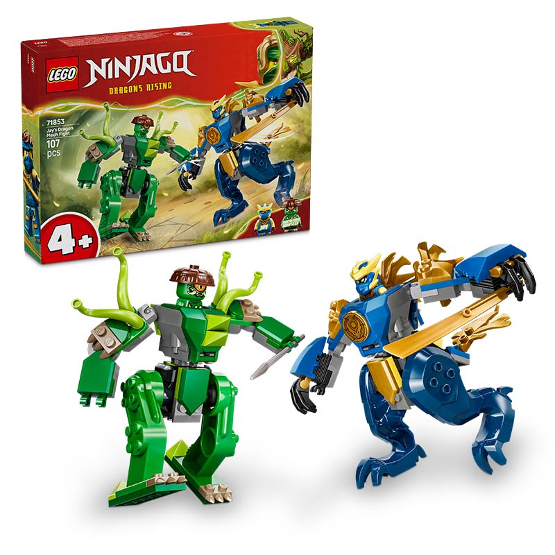 Lego Ninjago Jays Dragon Mech Fight 71853 Product and Box