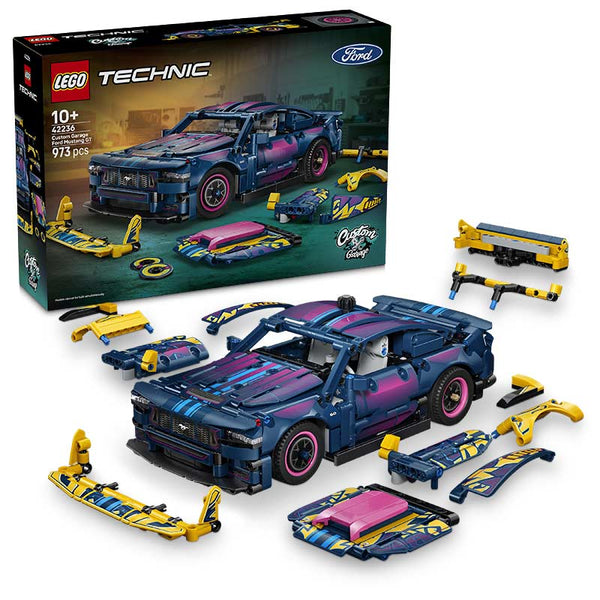Lego Technic Custom Garage Ford Mustang Gt Car 42236 Box and Product