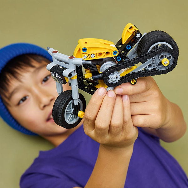 Lego Technic Yellow Motorbike 42225 Lifestyle with Boy