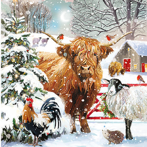 Ling Design Large Deluxe Cards - Christmas On The Farm (Pack of 12)