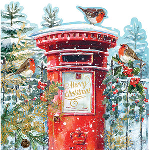 Ling Design Large Premium Die Cut Christmas Cards - Around The Postbox (Pack of 10)