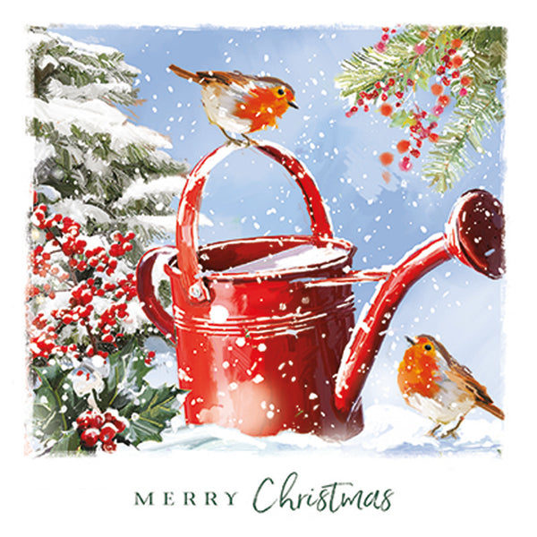 Ling Design Small Deluxe Cards - Christmas Robins (Pack of 12)