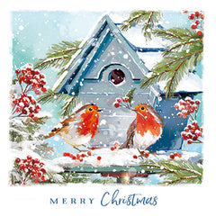 Ling Design Small Deluxe Cards - Christmas Robins (Pack of 12)