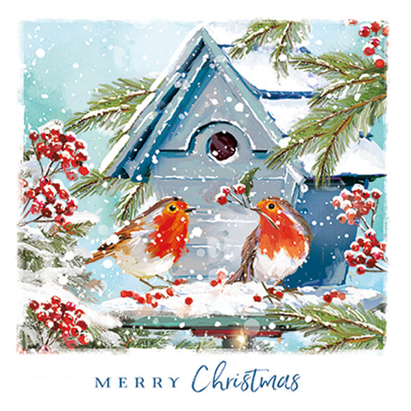 Ling Design Small Deluxe Cards - Christmas Robins (Pack of 12)