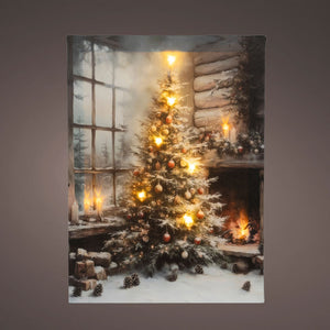 Lumineo LED Snowy Christmas Tree Canvas