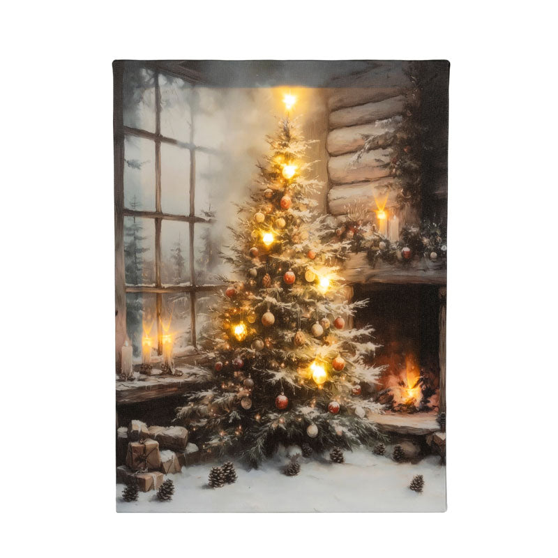 Lumineo LED Snowy Christmas Tree Canvas