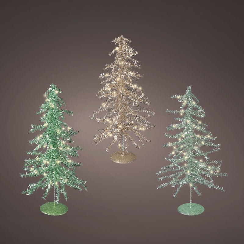 Lumineo Battery-Operated Micro LED Tinsel Tree (Assorted Designs)