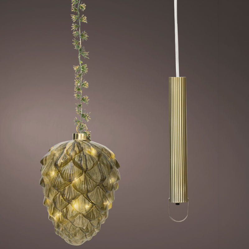 Lumineo Micro LED Misty Pinecone with Foliage Detail