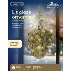 Lumineo Micro LED Misty Pinecone with Foliage Detail