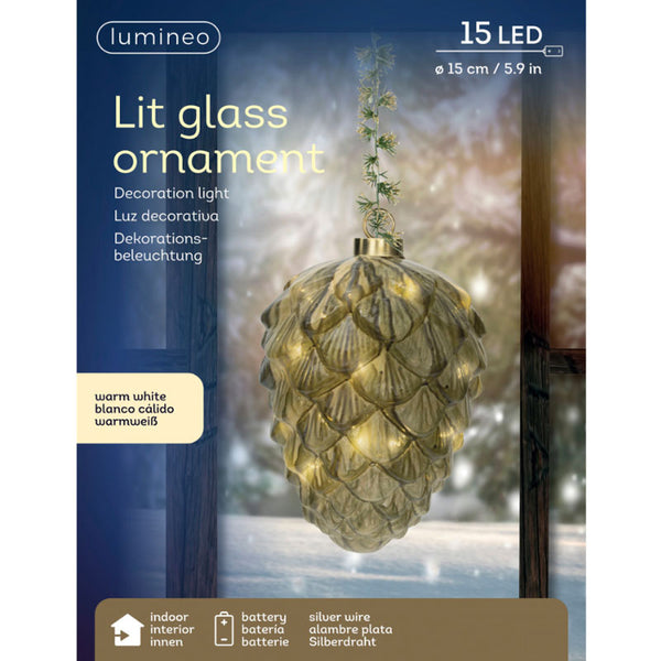 Lumineo Micro LED Misty Pinecone with Foliage Detail