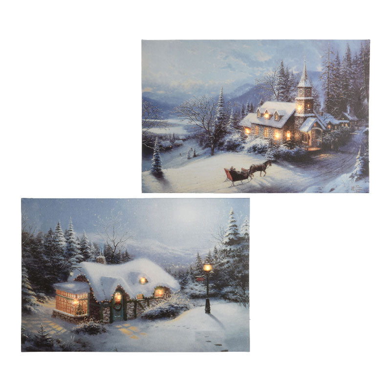 Lumineo LED Snowy Building Canvas (Assorted Designs)