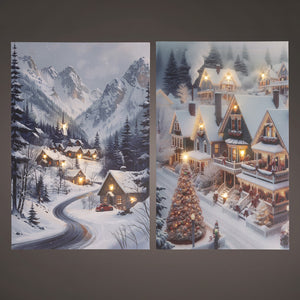 Lumineo LED Snowy Village Canvas (Assorted Designs)
