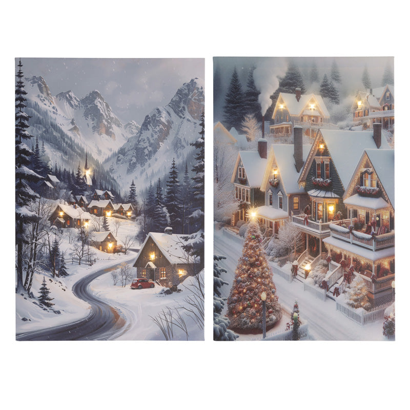 Lumineo LED Snowy Village Canvas (Assorted Designs)