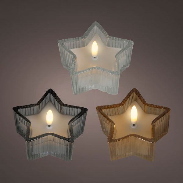 Lumineo LED Glass Star Candle (Assorted Designs)