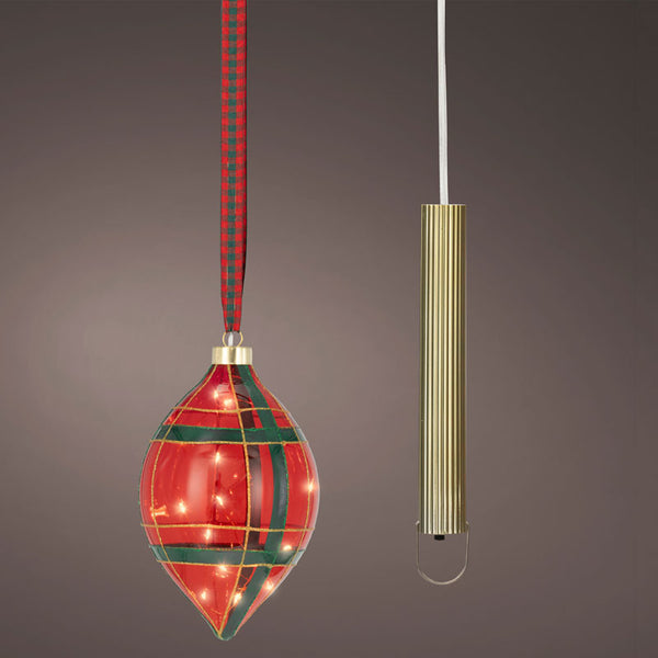 Lumineo Micro LED Hanging Tartan Olive