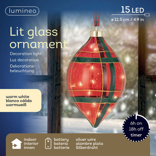 Lumineo Micro LED Hanging Tartan Olive