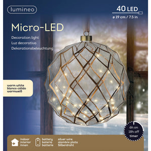 Lumineo Micro LED Hanging Transparent Checkered-Pattern Ball