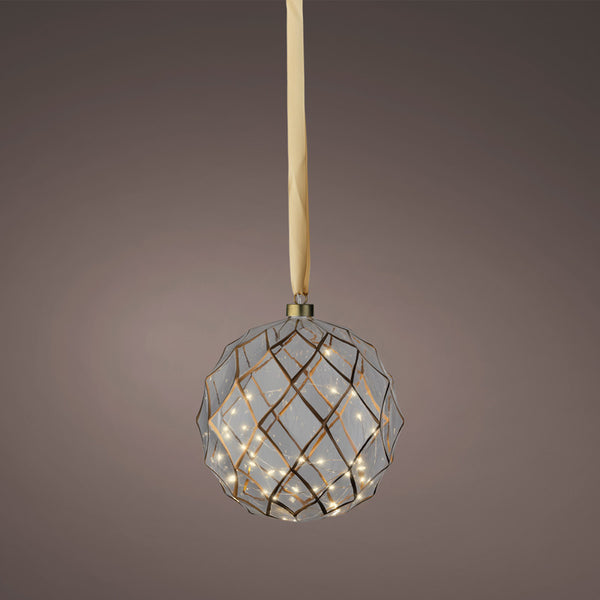 Lumineo Micro LED Hanging Transparent Checkered-Pattern Ball