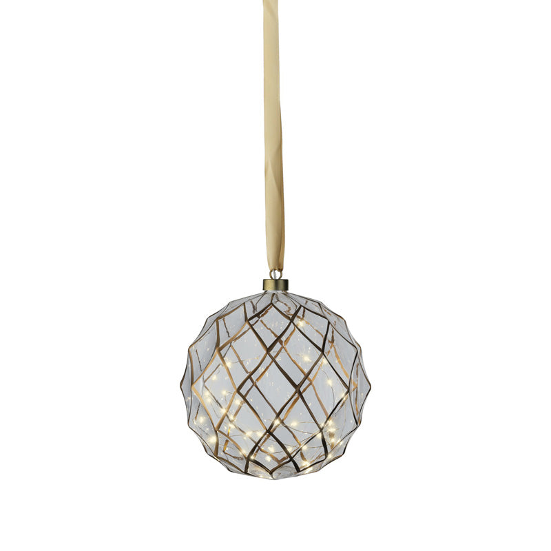 Lumineo Micro LED Hanging Transparent Checkered-Pattern Ball