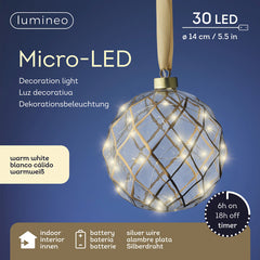 Lumineo Micro LED Hanging Transparent Checkered-Pattern Ball