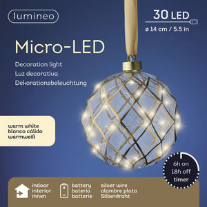 Lumineo Micro LED Hanging Transparent Checkered-Pattern Ball