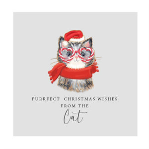 Marina B Cat Candycane Glasses Christmas Card