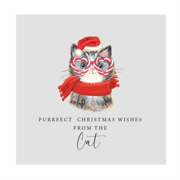 Marina B Cat Candycane Glasses Christmas Card