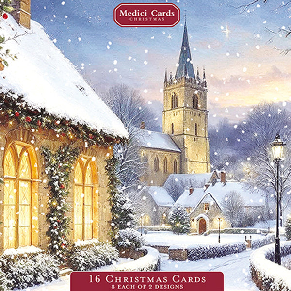 Medici Snowy Village Christmas Cards (Pack of 16)