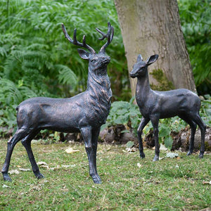 Home & Garden UK Elegant Deer Garden Statue Set - Medium