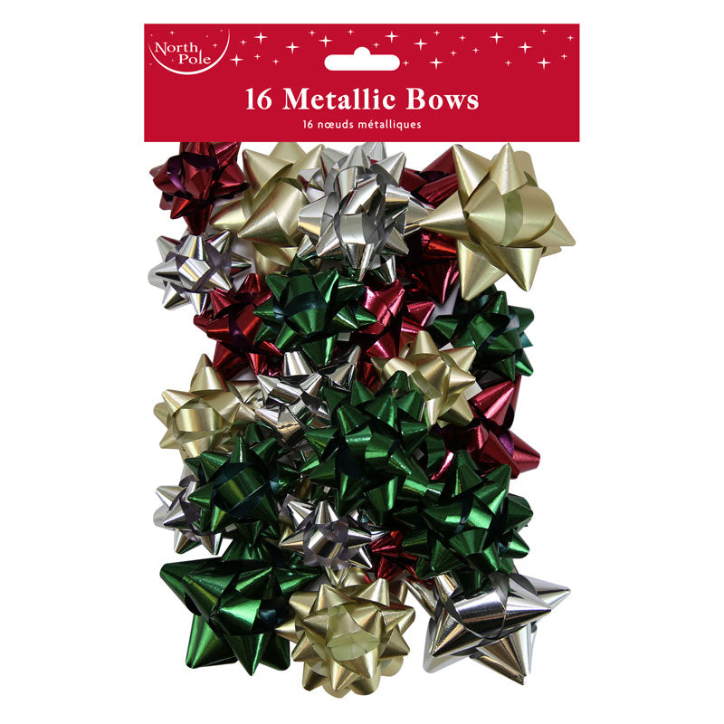 Metallic Gift Bows (Pack of 16)