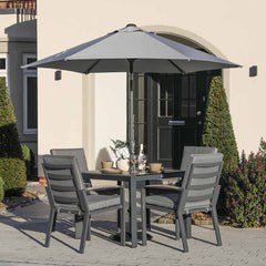 Supremo Modena 4 Seat Dining Set with 90cm Square Table, 2.5m Parasol & Base