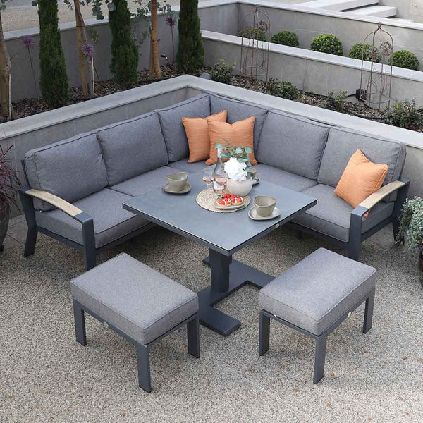 Supremo Modena Mini Modular Sofa Set with 90cm Square Height Adjustable Table & 2 Stools