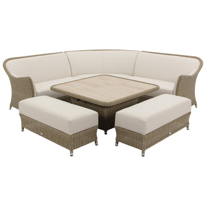 Bramblecrest Monte Carlo Curved Corner Sofa Set with Square Piston Adjustable Table & 2 Benches