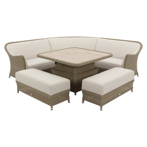 Bramblecrest Monte Carlo Curved Corner Sofa Set with Square Piston Adjustable Table & 2 Benches