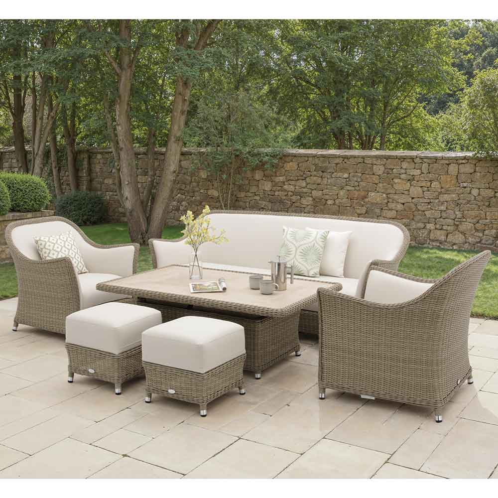 Bramblecrest Monte Carlo 3-Seater Sofa Set in Prairie Weave with Rectangular Piston Adjustable Table