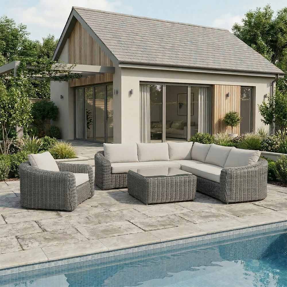 Orchard Life Morello Modular Corner Outdoor Sofa Set with Coffee Table - Grey Weave