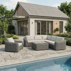 Orchard Life Morello Modular Corner Outdoor Sofa Set with Coffee Table - Grey Weave