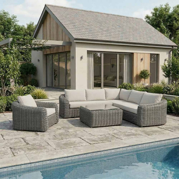 Orchard Life Morello Modular Corner Outdoor Sofa Set with Coffee Table - Grey Weave
